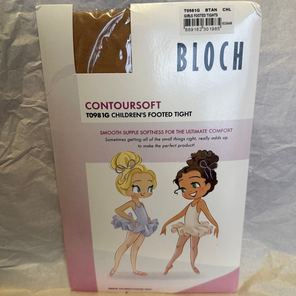 Bloch ContourSoft Girls Footed Tight T0981G "Bloch Tan" Size Child Large (CHL)